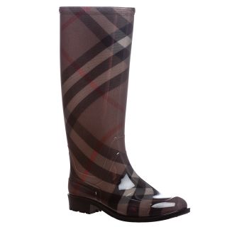 Burberry Burberry Womens Coverdale Smoked Check Rain Boots Brown Size 10