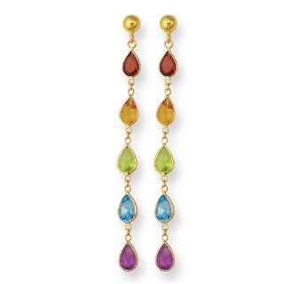 14K Multi Color Stone Earrings Jewelry
