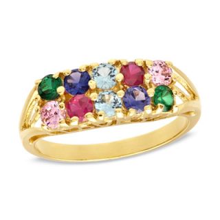 Love You Mothers Birthstone Ring in Sterling Silver and 18K Gold
