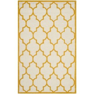 Safavieh Handmade Moroccan Cambridge Ivory/ Gold Wool Rug (5 X 8)
