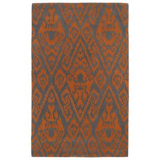 Kaleen Rugs Hand tufted Runway Orange/ Charcoal Ikat Wool Rug (96x13) Grey Size 96 x 13