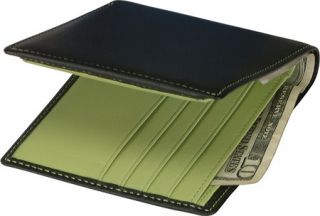 Royce Leather Two Fold With Double ID Flap 110 5   Black/Key Lime Green Leather