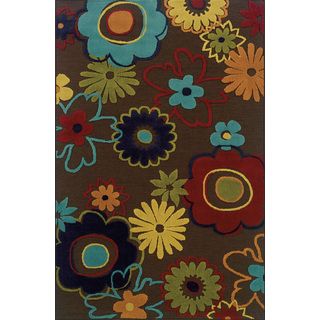 Indoor/ Outdoor Brown/ Multi Polypropylene Floral pattern Area Rug (86 X 13)