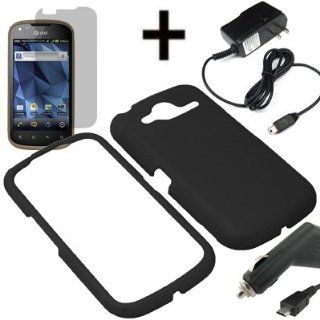 AM Hard Shield Shell Cover Snap On Case for AT&T Pantech Burst P9070 + LCD + Car + Home Charger  Black Cell Phones & Accessories