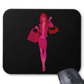 Cute pink fashion girl black background design mouse pads