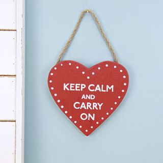 keep calm and carry on hanging heart by lisa angel homeware and gifts