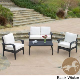Christopher Knight Home Christopher Knight Home Honolulu Outdoor 4 piece Wicker Seating Set And Cushions Black Size 4 Piece Sets