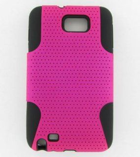 Samsung I717 (Galaxy Note) Hybrid Case Black TPU + Hot Pink Net Cell Phones & Accessories