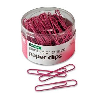 Officemate Paper Clips Pvc free Plastic Coated Wire Jumbo Pink 80/pack
