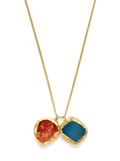 Carnelian & Blue Chalcedony Pendant Necklace by Zariin