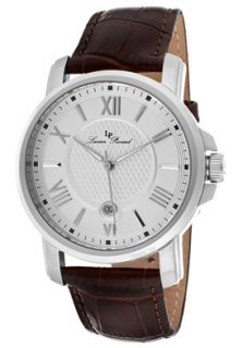 Lucien Piccard 12358 02S  Watches,Mens Cilindro Silver Dial Brown Genuine Leather, Casual Lucien Piccard Quartz Watches