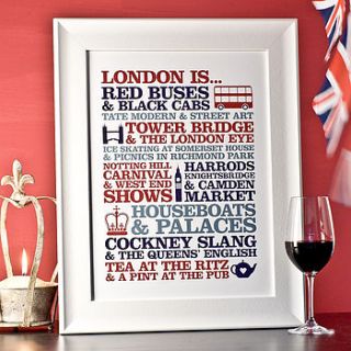 london typographic poster print by rosie robins