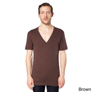 American Apparel American Apparel Unisex Sheer Jersey Deep V neck T shirt Brown Size XS