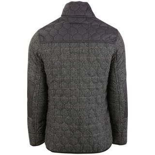 Crosshatch Mens Fellows Quilted Tweed Jacket   Grey      Clothing