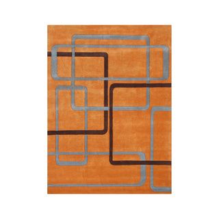 Handmade Geometric Orange Wool blend Area Rug (9 X 12)