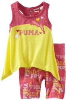 PUMA   Kids Baby Girls Infant Printed Short Set, Pink, 12 Months Clothing