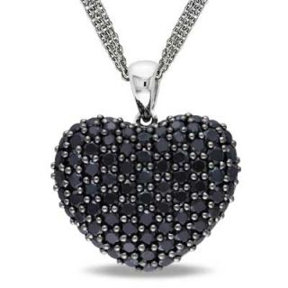Black Spinel Pavé Heart Pendant in Sterling Silver   17   Zales