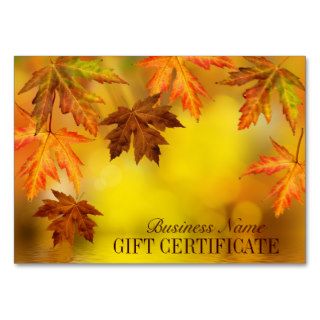 Blank Autumn Fall Gift Certificate Template Business Card