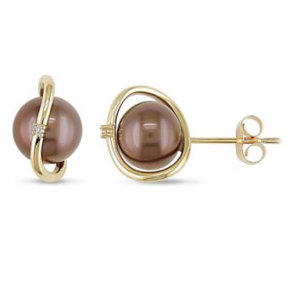 pearl and diamond accent orbit earrings in 10k gold $ 239 00 add