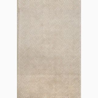 Hand made Taupe/ Gray Wool/ Art Silk Textured Rug (5x8)