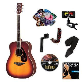Yamaha FG720S Brown Sunburst Acoustic Guitar BUNDLE w/Legacy Accessory Kit (Tuner, DVD & Much More) Musical Instruments