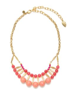Pink Glass, Jade, & Resin Bead Bib Necklace by David Aubrey