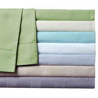 Elite Home Products, Inc Sedona Woven Stripe Cotton Rich 400 Thread Count 4 piece Sheet Sets Sage Size Full