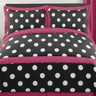 Sweet Jojo Designs Sweet Jojo Designs Girls Hot Dot 3 piece Full/queen Comforter Set Black Size Full  Queen