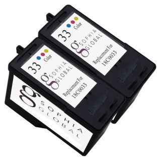 Sophia Global Lexmark 33 Remanufactured 2 piece Color Ink Cartridge Replacement Set
