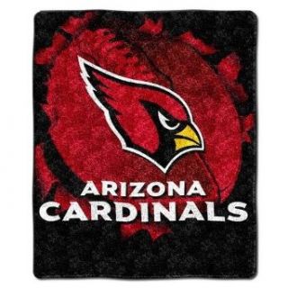 NFL Arizona Cardinals 50 Inch by 60 Inch Sherpa on Sherpa Throw Blanket "Burst" Design  Sports Fan Throw Blankets  Clothing