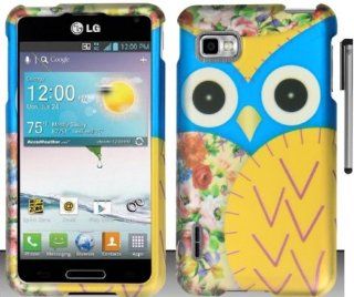 Yellow Blue Owl Design Hard Cover Case with ApexGears Stylus Pen for Lg LS720 by ApexGears Cell Phones & Accessories