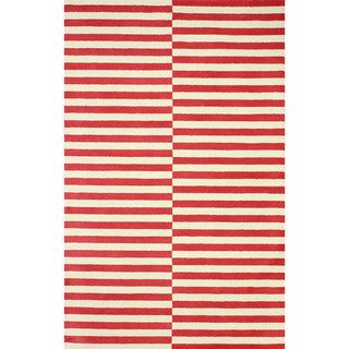 Nuloom Hand tufted Modern Stripes Red New Zealand Wool Area Rug (5 X 8)
