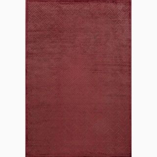 Hand made Red/ Brown Art Silk/ Chenille Modern Rug (9x12)