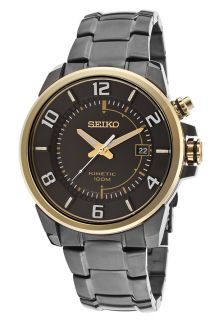 Seiko SKA556  Watches,Mens Kinetic Black Dial Gunmetal Stainless Steel, Casual Seiko Kinetic Watches