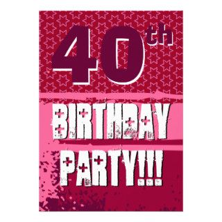 40th Birthday Party Fun Pink Paint Splatter R631 Custom Announcement