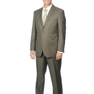 San Malone Caravelli Mens Taupe 2 button Notch Collar Suit Brown Size 36R