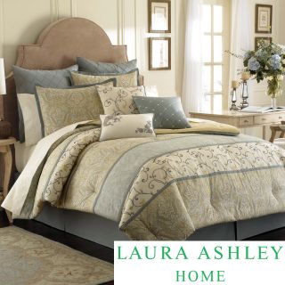 Laura Ashley Laura Ashley Berkley 4 piece Comforter Set With Euro Sham Separate Option Blue Size Queen