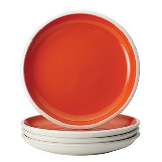 Rachael Ray Dinnerware Rise Orange 4 piece Stoneware Salad Plate Set