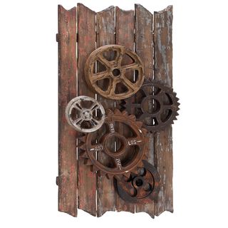 Casa Cortes Casa Cortes Handcrafted Movie Reels And Gears Wood Hanging Wall Art Decor Brown Size Large