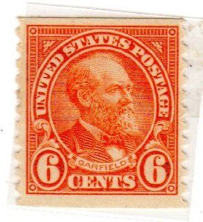 Postage Stamps United States. One Single 6 Cents Deep Orange Garfield Type of 1922 26 Issue Stamp Dated 1932, Scott #723. 