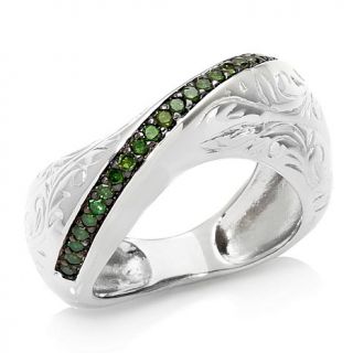 Victoria Wieck .25ct Colored Diamond Sterling Silver Engraved Band Ring