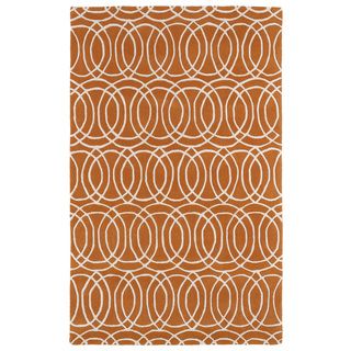 Hand tufted Cosmopolitan Circles Orange/ Ivory Wool Rug (2 X 3)