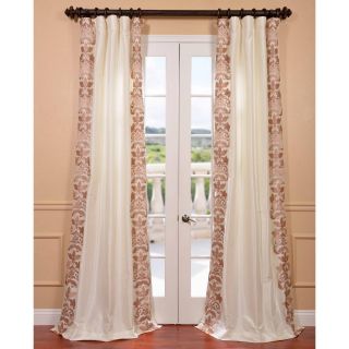Lyon Creme Embroidered Faux Silk Curtain Panel