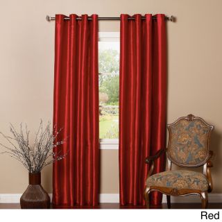 Best Home Fashion Grommet top Blackout Faux Silk Curtain Panel Pair Red Size 52 x 84