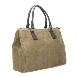 HS 9963 IDA TP Made in Italy Suede Leather Taupe Zip Structured Tote Top Handle Handbags Shoes