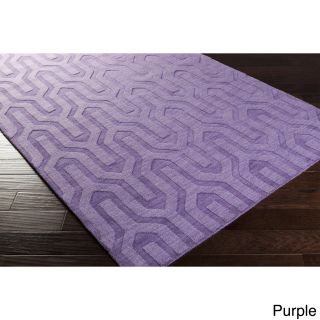 Surya Carpet, Inc Hand Loomed Drome Solid Tone on tone Geometric Wool Area Rug (8 X 11) Purple Size 8 x 11