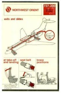 Northwest Airlines 727 200 Safety Card 1982  
