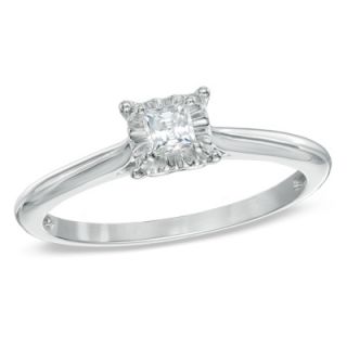 CT. Princess Cut Diamond Solitaire Engagement Ring in 10K White
