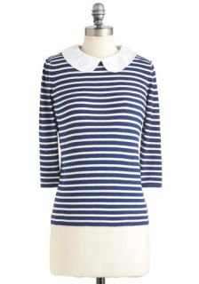 Charmer on Campus Top in Blue  Mod Retro Vintage Short Sleeve Shirts