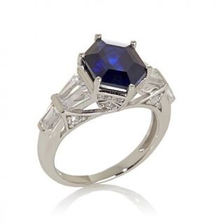 Victoria Wieck 4.03ct Absolute™ Hexagon Created Sapphire and Baguette Sid